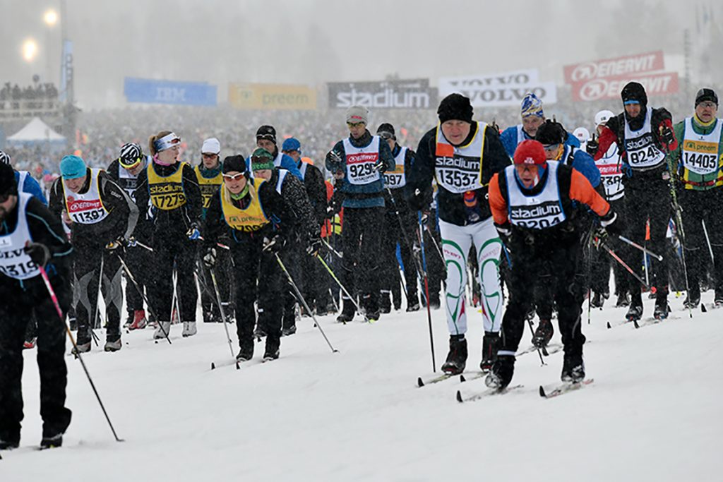 Skidåkare under Vasaloppet.