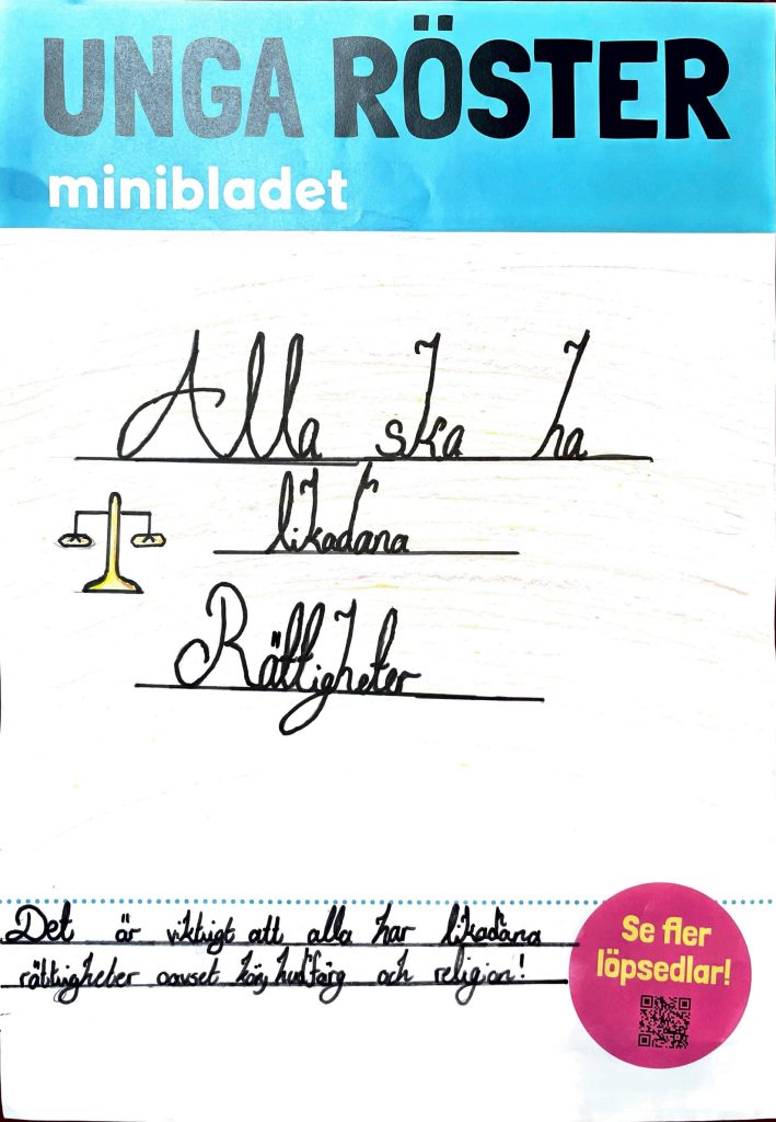 Löpsedel: Alla ska ha likadana rättigheter